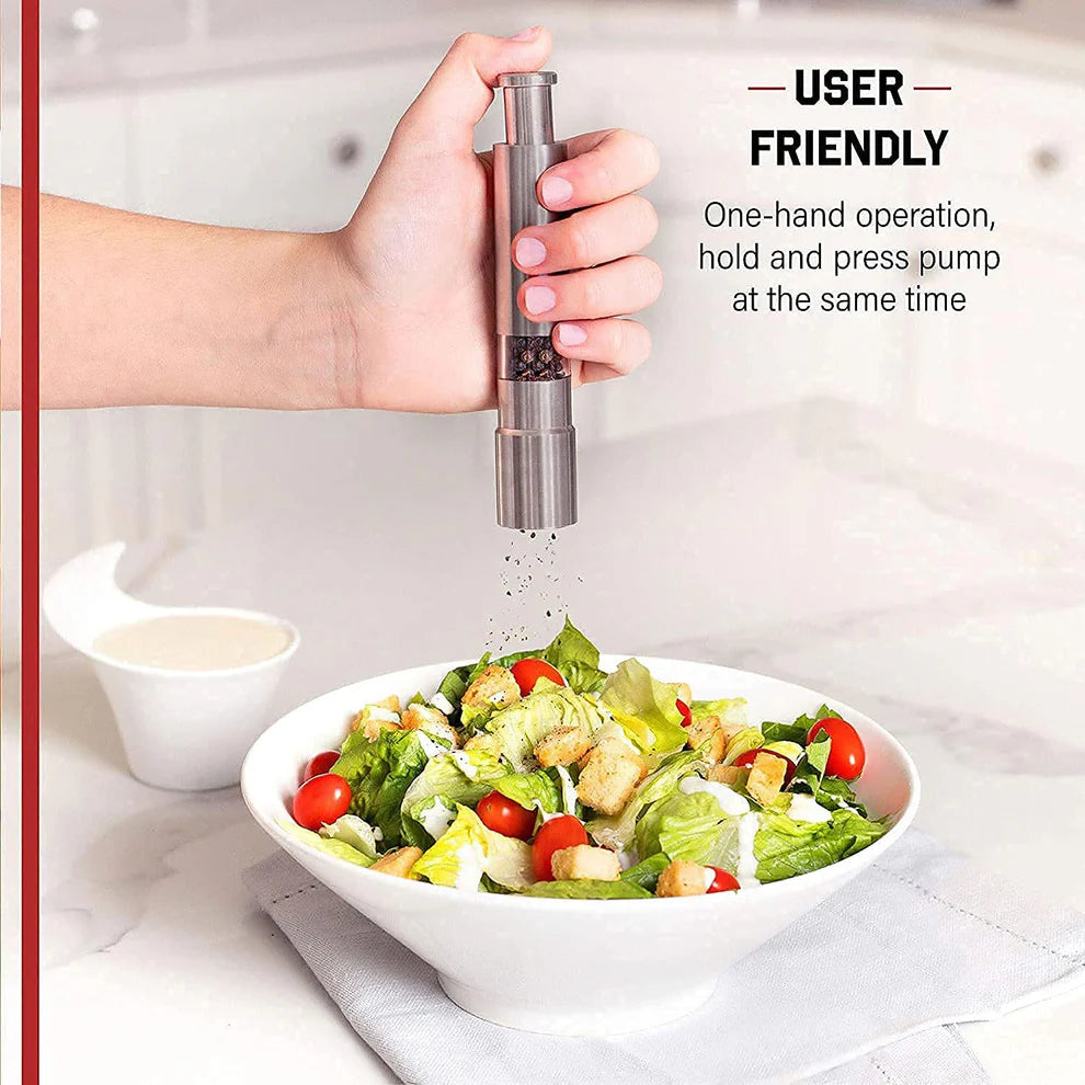 Thumb Press Grinder – Steel Salt & Pepper Mill