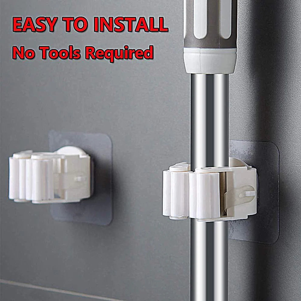 Self-Adhesive Mop Holder – Wall Mount Broom Organizer