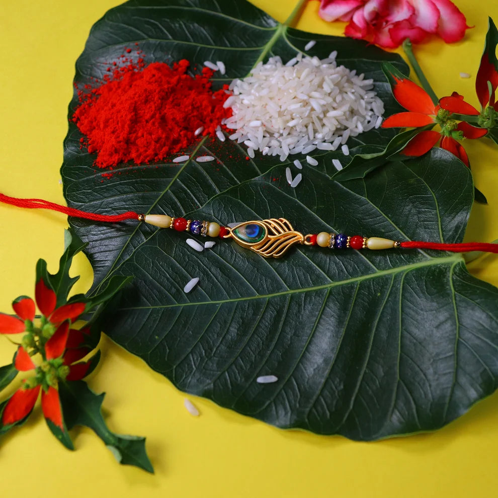 Peacock Rakhi – Beaded Design for Brothers, Handcrafted
