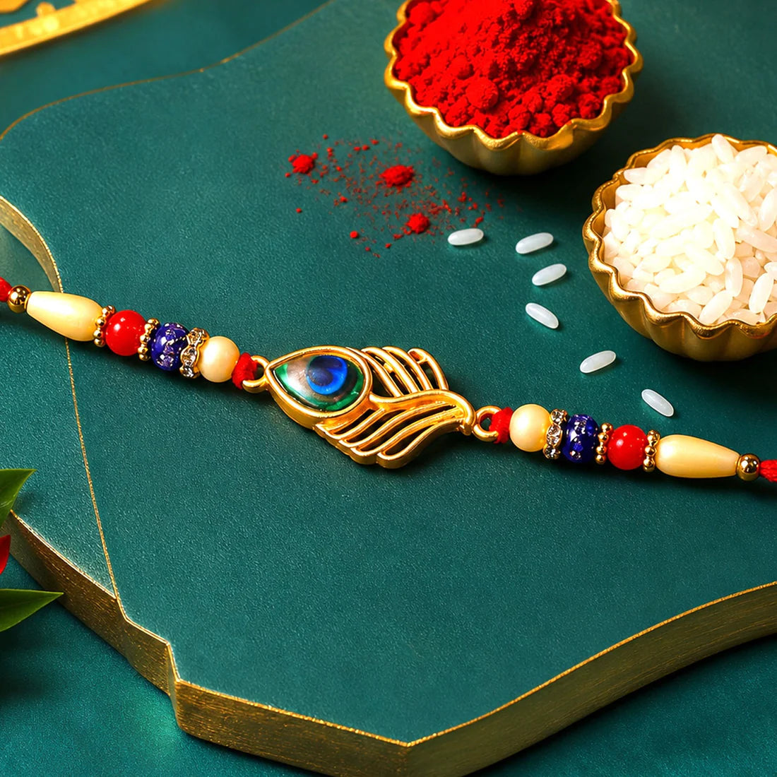 Peacock Rakhi – Beaded Design for Brothers, Handcrafted