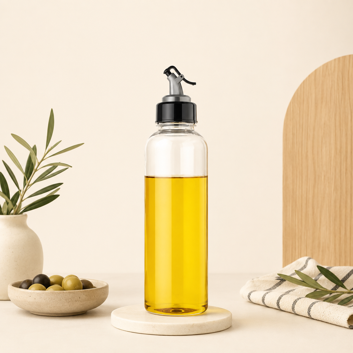 Oil Dispenser 1L – Clear Drip-Free Plastic Bottle | Vastate