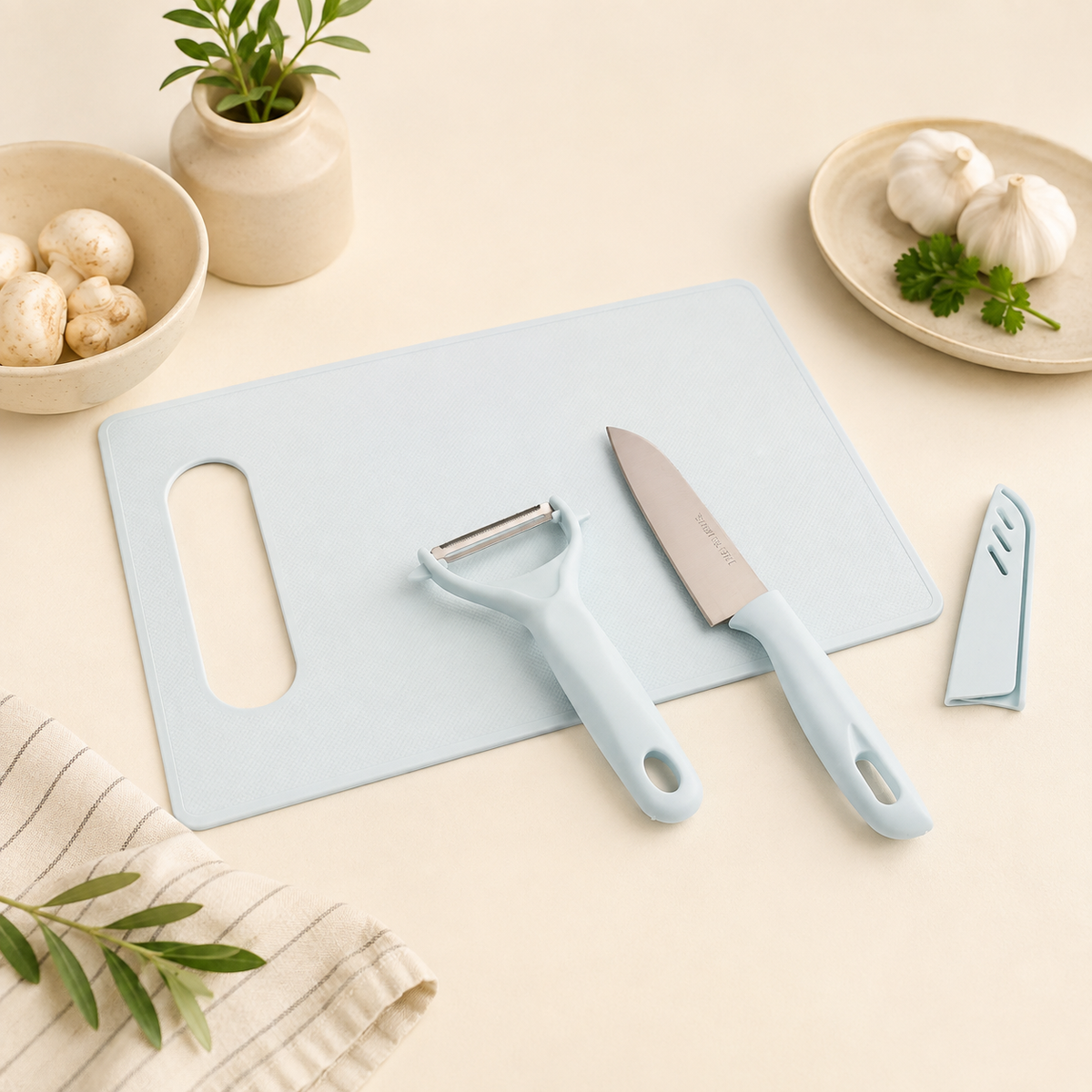 Kitchen Knife Set – 3 in 1 Knife, Chopping Board & Peeler