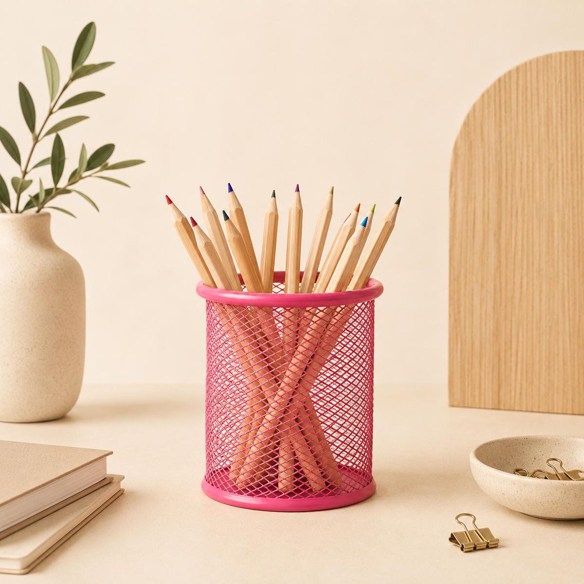 Metal Mesh Pen Holder – Desk Organizer & Pencil Stand