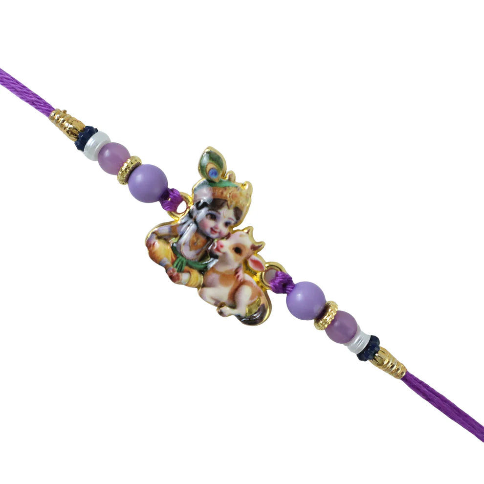 Bal Krishna Rakhi – Divine Cow & Beaded Tradition for Raksha Bandhan