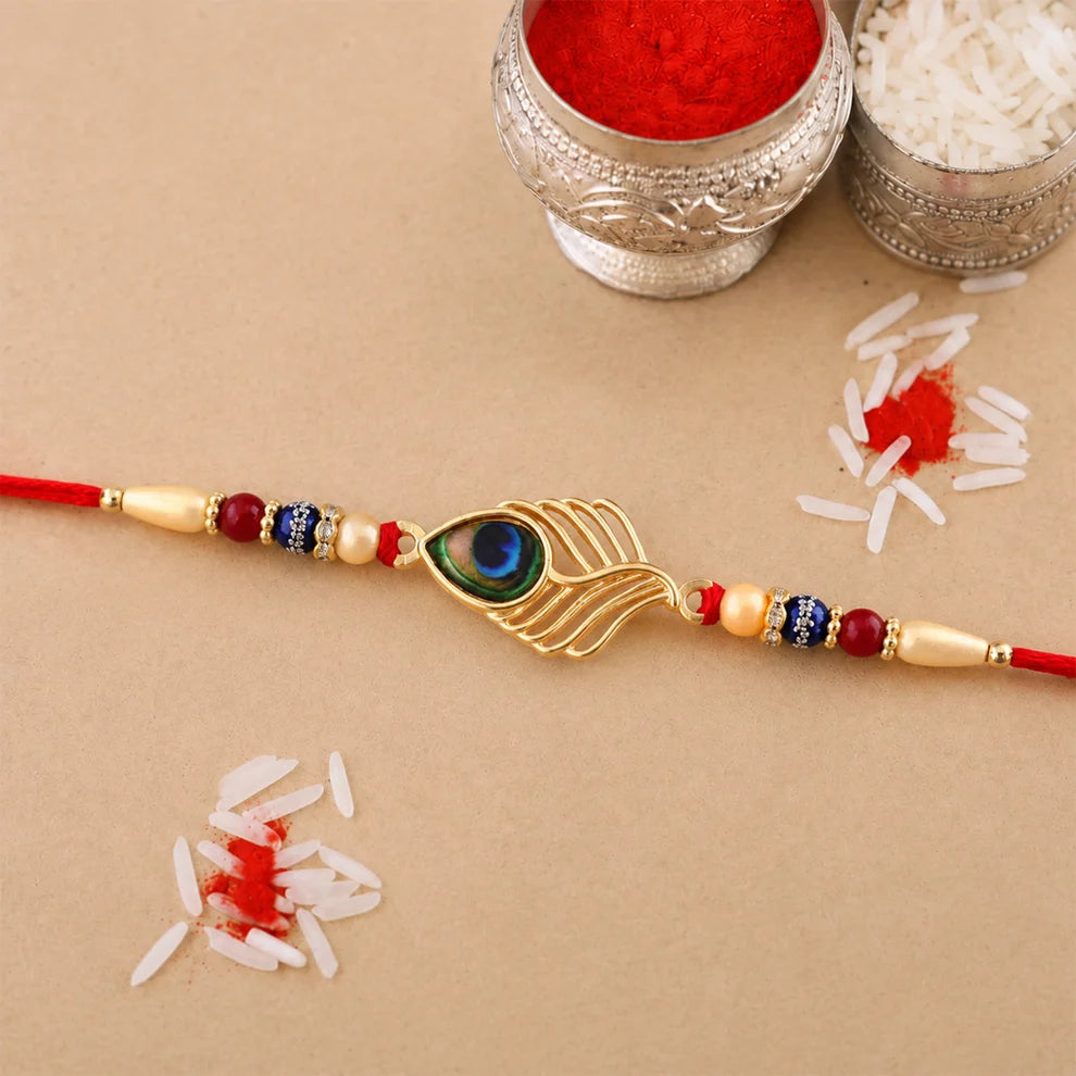 Peacock Rakhi – Beaded Design for Brothers, Handcrafted