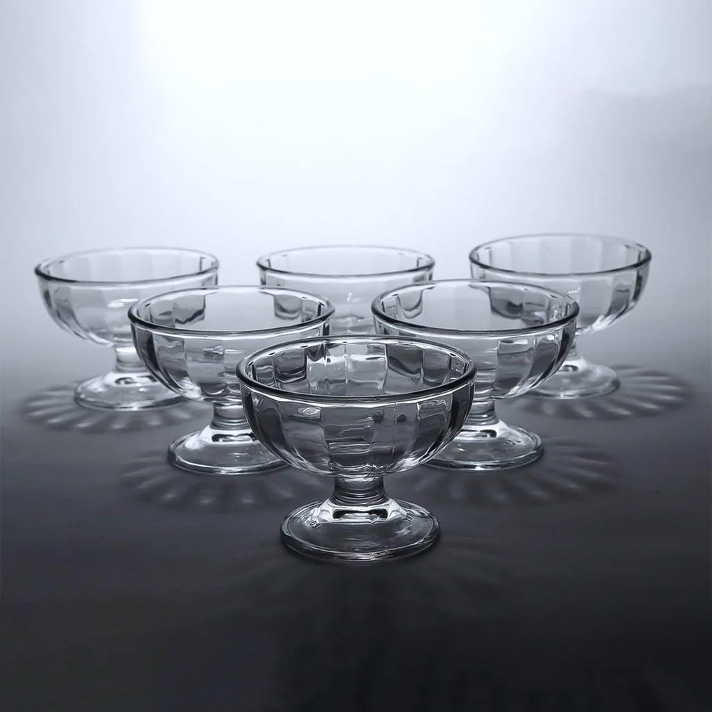 Glass Ice Cream Dessert Bowls – Elegant 6-Piece Set